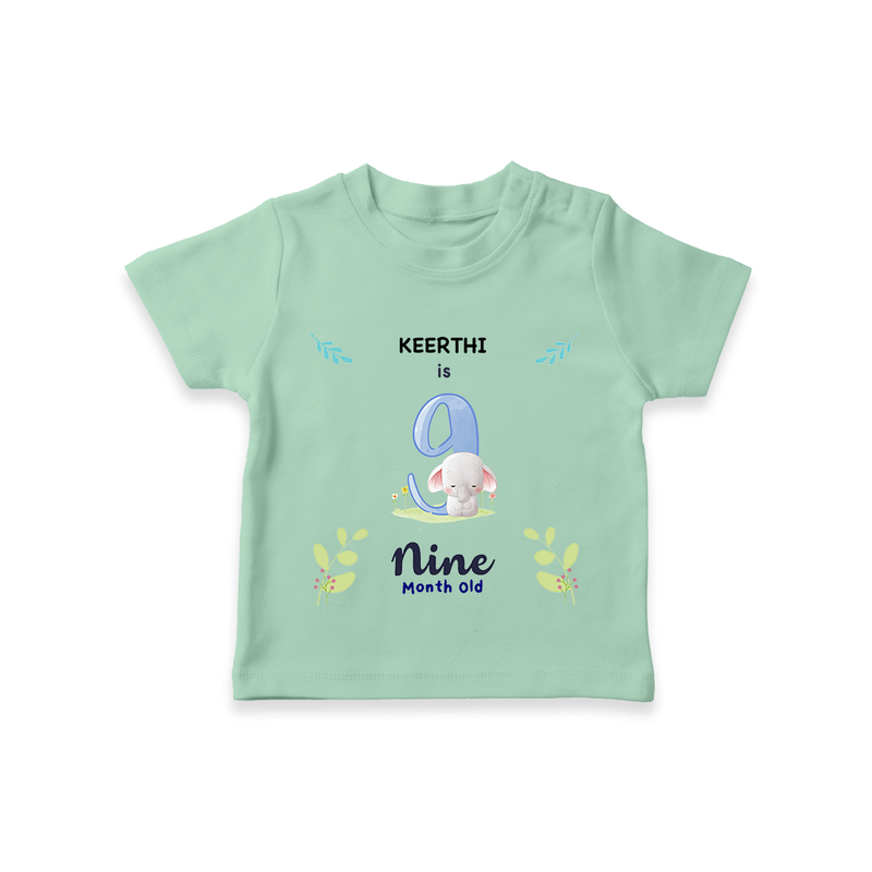 Make The Ninth Month Unforgettable With Our Exclusive Customized T-Shirt For Babies - MINT GREEN - 0-5 Months Old (Chest 17")