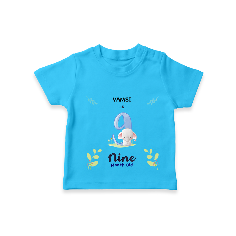 "Celebrate your kids 9th month"  - Personalized TShirt  - SKY BLUE - 0 - 5 Months Old (Chest 17")
