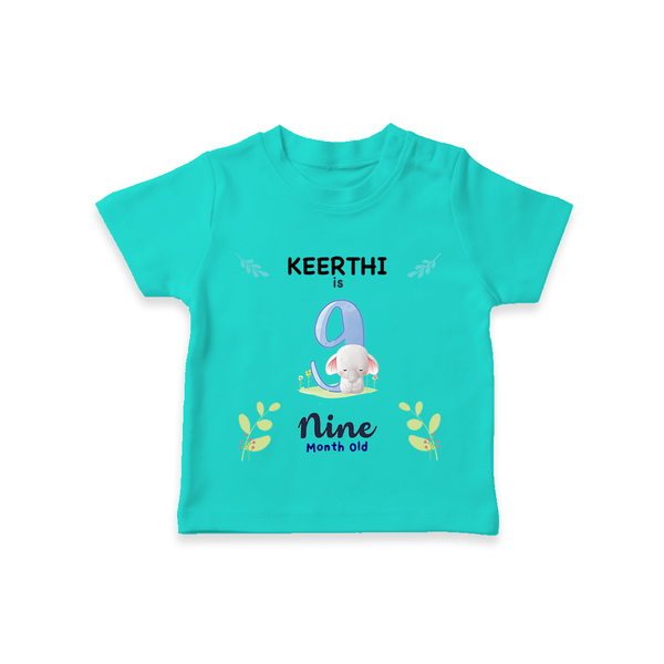 9 Month Milestone Baby T-Shirt Outfit | Personalized T-Shirt | Perfect for Photoshoots - TEAL - 0-5 Months Old (Chest 17")