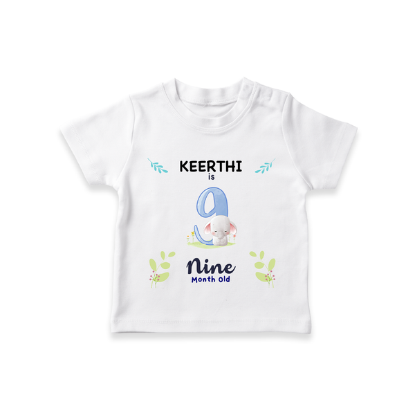 9 Month Milestone Baby T-Shirt Outfit | Personalized T-Shirt | Perfect for Photoshoots - WHITE - 0-5 Months Old (Chest 17")