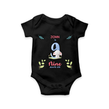 9 Month Milestone Baby Bodysuit Outfit | Personalized Romper/Onesie | Perfect for Photoshoots - BLACK - New Born (Chest 14")
