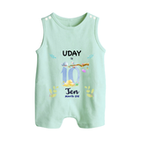 10 Month Milestone Baby Romper Suit/ Sleeveless Romper Outfit | Personalized Romper Suit/ Sleeveless Romper | Perfect for Photoshoots - MINT GREEN - 0 - 5 Months Old (Chest 18")