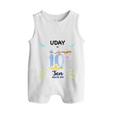 10 Month Milestone Baby Romper Suit/ Sleeveless Romper Outfit | Personalized Romper Suit/ Sleeveless Romper | Perfect for Photoshoots - WHITE - 0 - 5 Months Old (Chest 18")