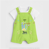 Make The Tenth Month Unforgettable With Our Exclusive Customized Dungaree Set For Babies - GREEN - 0 - 5 Months Old (Chest 18")