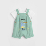 Celebrate The 10th Month Birthday Custom Dungaree set, Personalized with your little one's name - LIGHT GREEN - 0 - 5 Months Old (Chest 17")