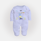 Make The Tenth Month Unforgettable With Our Exclusive Customized Sleep Suit For Babies - BABY BLUE - New Born (Chest 7.5")