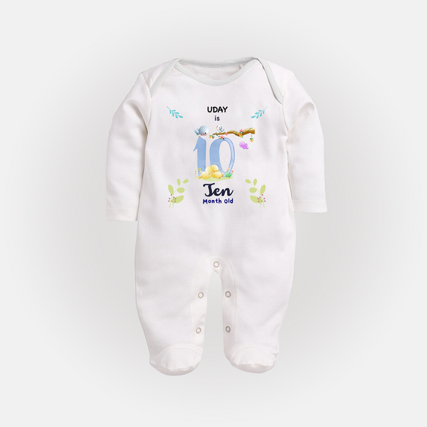 Make The Tenth Month Unforgettable With Our Exclusive Customized Sleep Suit For Babies - WHITE - New Born (Chest 7.5")