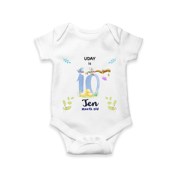 Make The Tenth Month Unforgettable With Our Exclusive Customized Romper For Babies - WHITE - 0 - 3 Months Old (Chest 16")