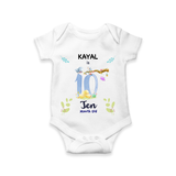 Celebrate The 10th Month Birthday Custom Romper/ Onesie, Personalized with your little one's name - WHITE - 0 - 3 Months Old (Chest 16")