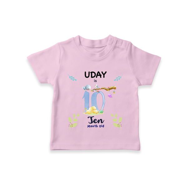 10 Month Milestone Baby T-Shirt Outfit | Personalized T-Shirt | Perfect for Photoshoots - BABY PINK - 0-5 Months Old (Chest 17")