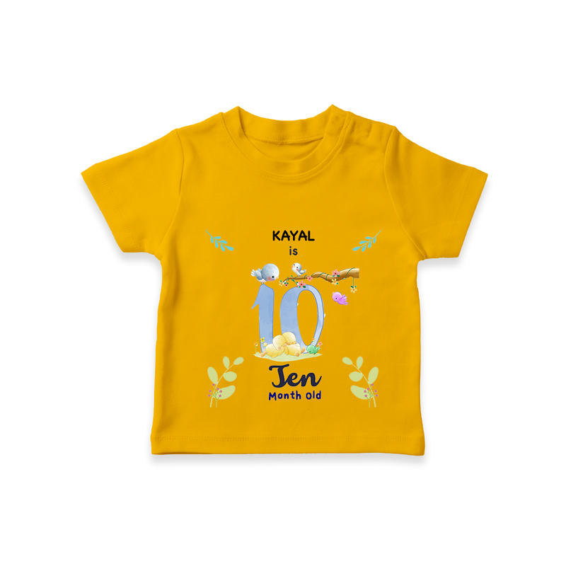 "Celebrate your kids 10th month"  - Personalized TShirt  - CHROME YELLOW - 0 - 5 Months Old (Chest 17")