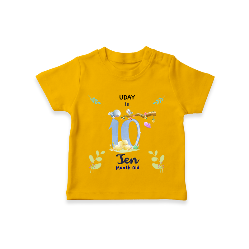 Make The Tenth Month Unforgettable With Our Exclusive Customized T-Shirt For Babies - CHROME YELLOW - 0-5 Months Old (Chest 17")