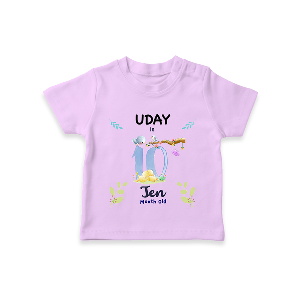 10 Month Milestone Baby T-Shirt Outfit | Personalized T-Shirt | Perfect for Photoshoots - LILAC - 0-5 Months Old (Chest 17")