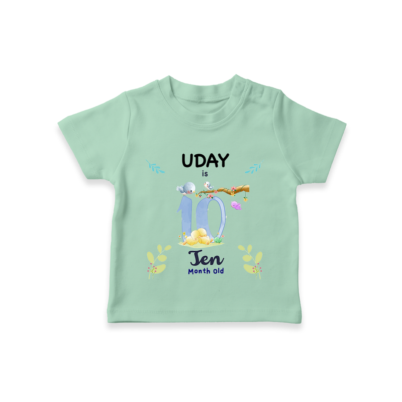 10 Month Milestone Baby T-Shirt Outfit | Personalized T-Shirt | Perfect for Photoshoots - MINT GREEN - 0-5 Months Old (Chest 17")