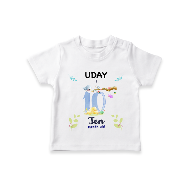 10 Month Milestone Baby T-Shirt Outfit | Personalized T-Shirt | Perfect for Photoshoots - WHITE - 0-5 Months Old (Chest 17")