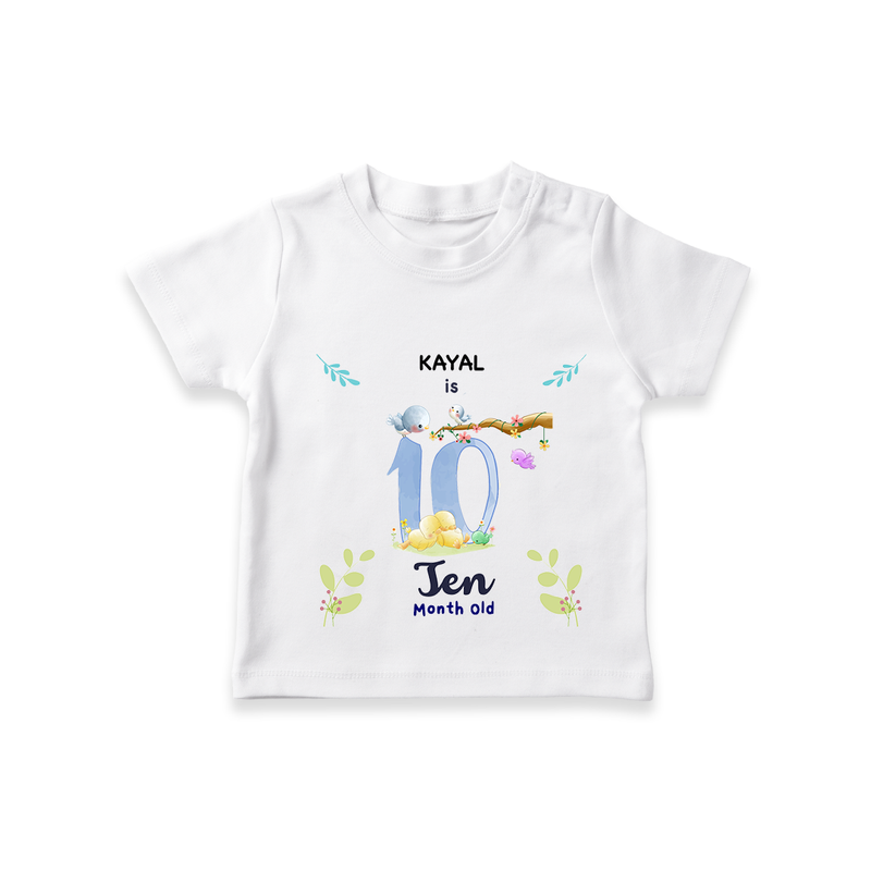 "Celebrate your kids 10th month"  - Personalized TShirt  - WHITE - 0 - 5 Months Old (Chest 17")