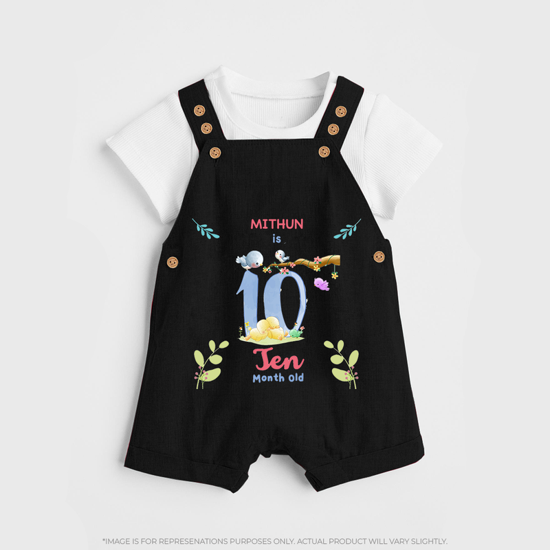 Make The Tenth Month Unforgettable With Our Exclusive Customized Dungaree Set For Babies - BLACK - 0 - 5 Months Old (Chest 18")