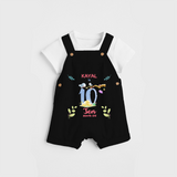 Celebrate The 10th Month Birthday Custom Dungaree set, Personalized with your little one's name - BLACK - 0 - 5 Months Old (Chest 17")