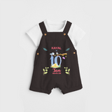 Celebrate The 10th Month Birthday Custom Dungaree set, Personalized with your little one's name - CHOCOLATE BROWN - 0 - 5 Months Old (Chest 17")