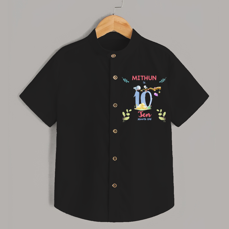 10 Month Milestone Baby Shirt Outfit | Personalized Shirt | Perfect for Photoshoots - BLACK - 0 - 6 Months Old (Chest 23")