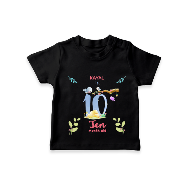 "Celebrate your kids 10th month"  - Personalized TShirt  - BLACK - 0 - 5 Months Old (Chest 17")