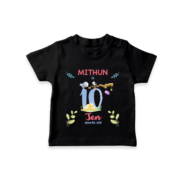 10 Month Milestone Baby T-Shirt Outfit | Personalized T-Shirt | Perfect for Photoshoots - BLACK - 0-5 Months Old (Chest 17")