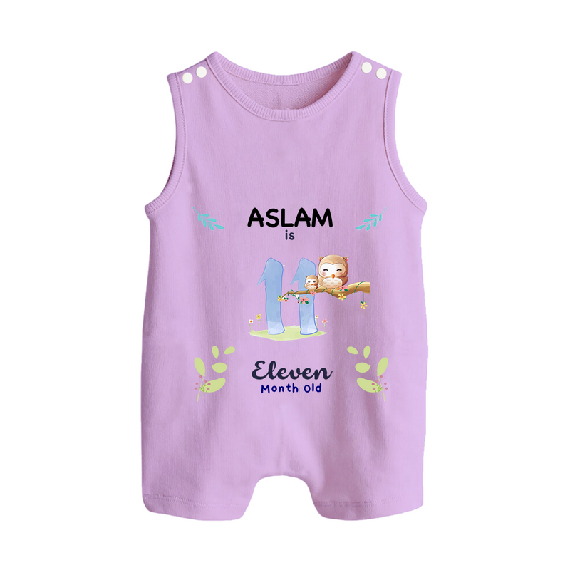 11 Month Milestone Baby Romper Suit/ Sleeveless Romper Outfit | Personalized Romper Suit/ Sleeveless Romper | Perfect for Photoshoots - LILAC - 0 - 5 Months Old (Chest 18")
