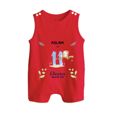 Make The Eleventh Month Unforgettable With Our Exclusive Customized Romper Suit For Babies - RED - 0 - 5 Months Old (Chest 18")