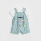 Celebrate The 11th Month Birthday Custom Dungaree set, Personalized with your little one's name - ARCTIC BLUE - 0 - 5 Months Old (Chest 17")