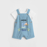 Celebrate The 11th Month Birthday Custom Dungaree set, Personalized with your little one's name - SKY BLUE - 0 - 5 Months Old (Chest 17")