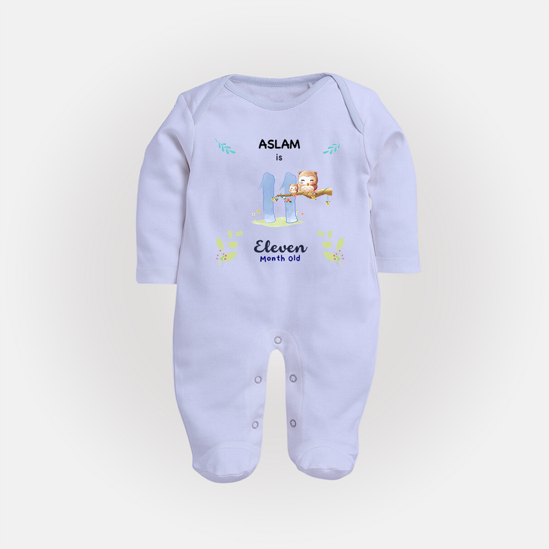 Make The Eleventh Month Unforgettable With Our Exclusive Customized Sleep Suit For Babies - BABY BLUE - New Born (Chest 7.5")