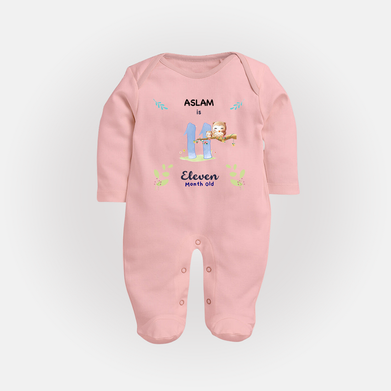 Make The Eleventh Month Unforgettable With Our Exclusive Customized Sleep Suit For Babies - BABY PINK - New Born (Chest 7.5")