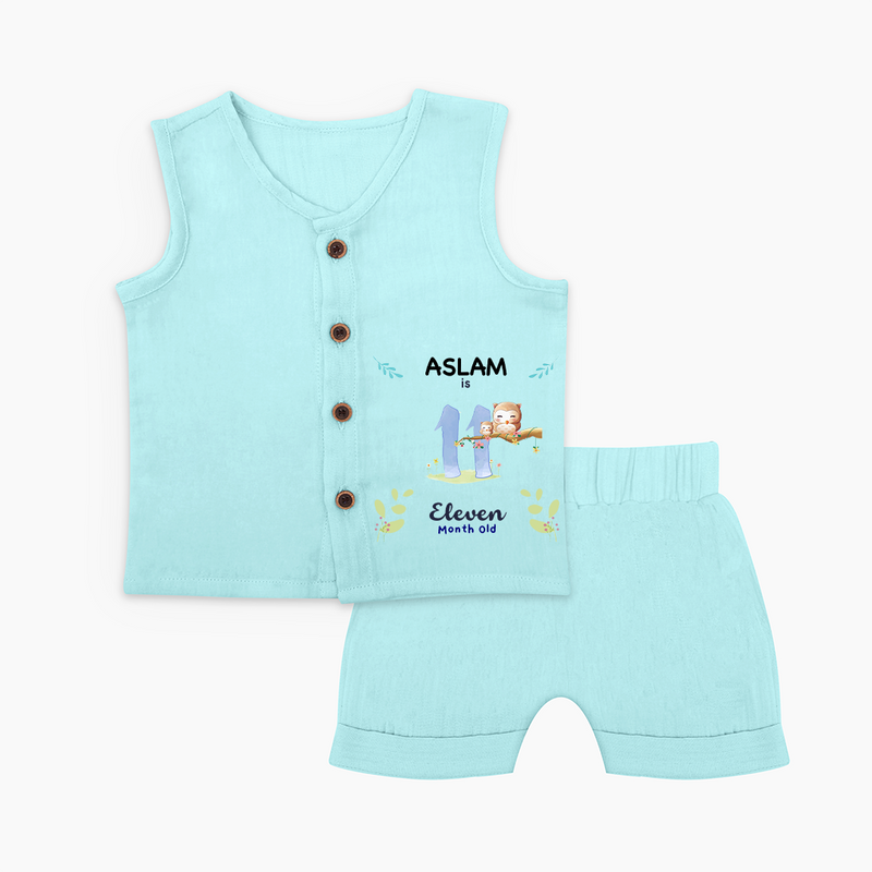 Make The Eleventh Month Unforgettable With Our Exclusive Customized Jabla Set For Babies With Name - BABY BLUE - 0 - 3 Months Old (Chest 9.8")