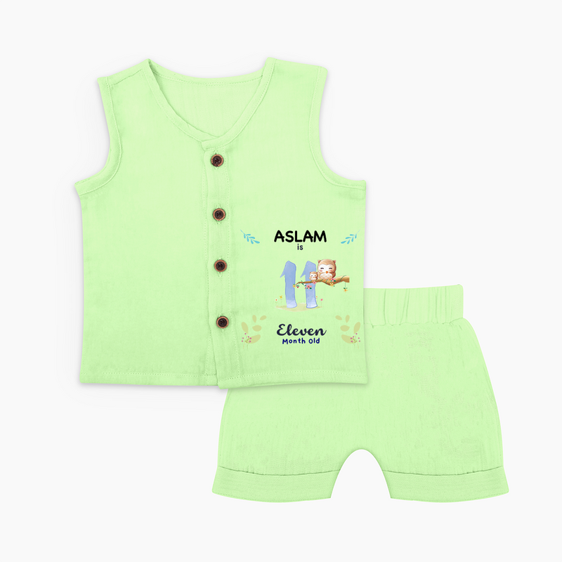 Make The Eleventh Month Unforgettable With Our Exclusive Customized Jabla Set For Babies With Name - PASTEL GREEN - 0 - 3 Months Old (Chest 9.8")