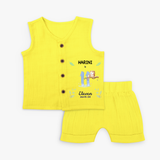 Celebrate your kids eleventh month  - Personalized Jabla set - YELLOW - 0 - 3 Months Old (Chest 9.8")