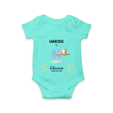 Celebrate The 11th Month Birthday Custom Romper/ Onesie, Personalized with your little one's name - ARCTIC BLUE - 0 - 3 Months Old (Chest 16")