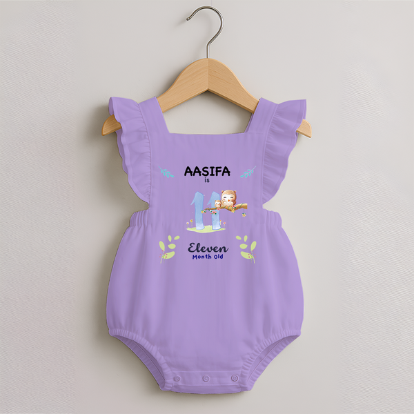 11 Month Milestone Baby Romper Frock Outfit | Personalized Romper Frock | Perfect for Photoshoots - LILAC - 0 - 3 Months Old (Chest 19")