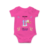 Make The Eleventh Month Unforgettable With Our Exclusive Customized Romper For Babies - HOT PINK - 0 - 3 Months Old (Chest 16")