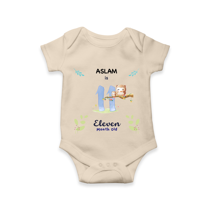 Make The Eleventh Month Unforgettable With Our Exclusive Customized Romper For Babies - IVORY - 0 - 3 Months Old (Chest 16")