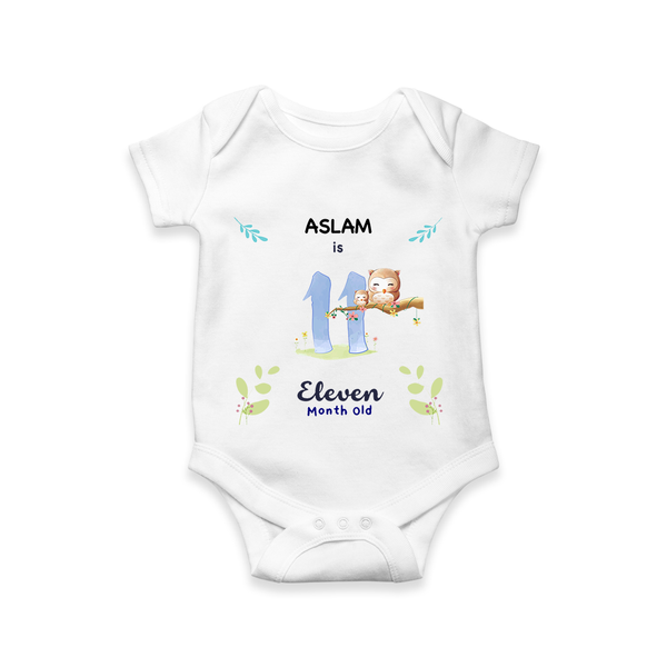 Make The Eleventh Month Unforgettable With Our Exclusive Customized Romper For Babies - WHITE - 0 - 3 Months Old (Chest 16")