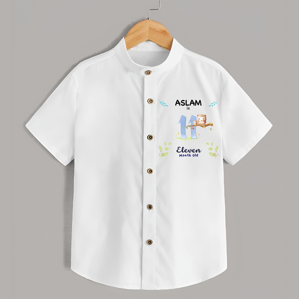 11 Month Milestone Baby Shirt Outfit | Personalized Shirt | Perfect for Photoshoots - WHITE - 0 - 6 Months Old (Chest 23")