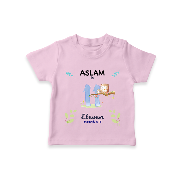 11 Month Milestone Baby T-Shirt Outfit | Personalized T-Shirt | Perfect for Photoshoots - BABY PINK - 0-5 Months Old (Chest 17")