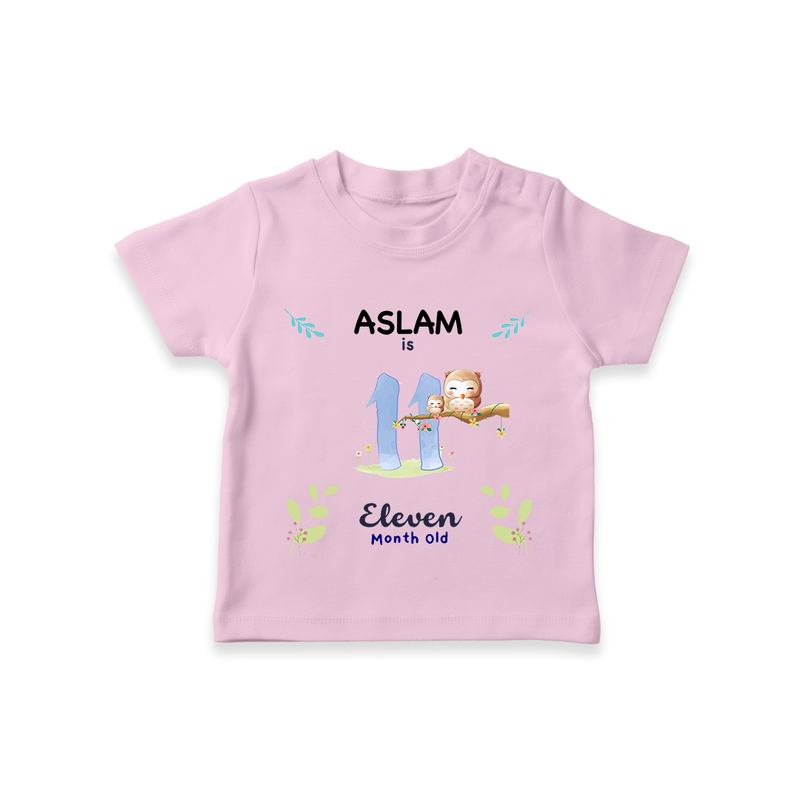 11 Month Milestone Baby T-Shirt Outfit | Personalized T-Shirt | Perfect for Photoshoots - BABY PINK - 0-5 Months Old (Chest 17")