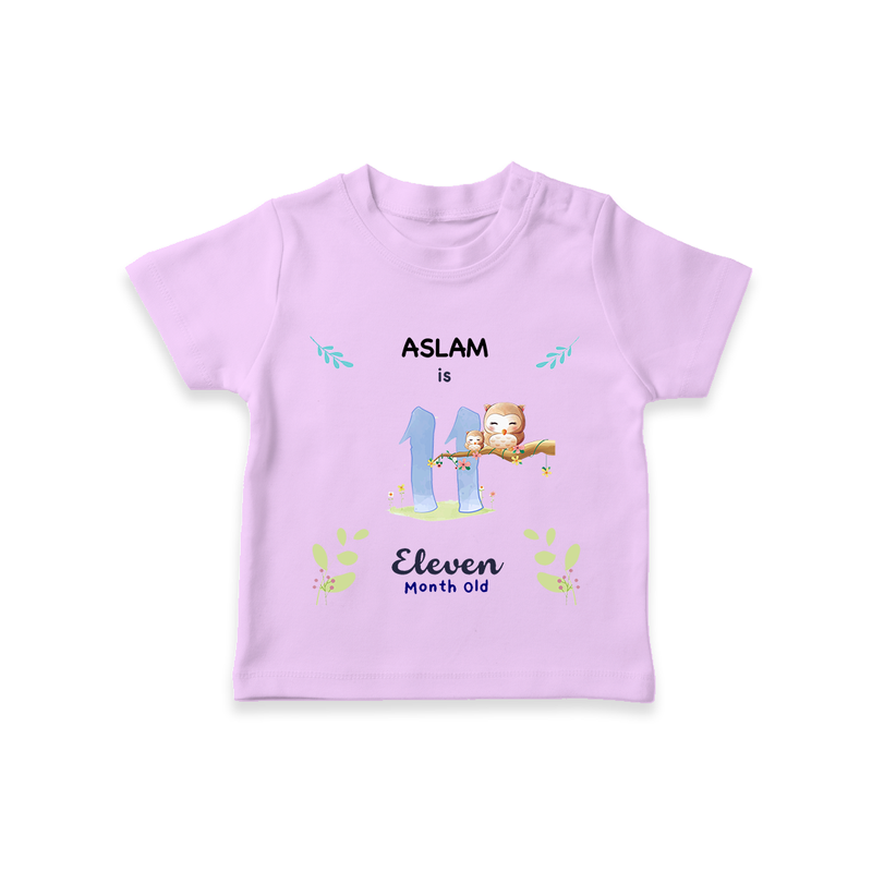 Make The Eleventh Month Unforgettable With Our Exclusive Customized T-Shirt For Babies - LILAC - 0-5 Months Old (Chest 17")