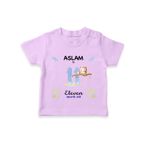 11 Month Milestone Baby T-Shirt Outfit | Personalized T-Shirt | Perfect for Photoshoots - LILAC - 0-5 Months Old (Chest 17")