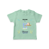 Make The Eleventh Month Unforgettable With Our Exclusive Customized T-Shirt For Babies - MINT GREEN - 0-5 Months Old (Chest 17")