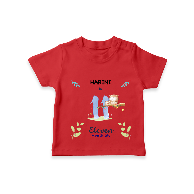 "Celebrate your kids 11th month"  - Personalized TShirt  - RED - 0 - 5 Months Old (Chest 17")