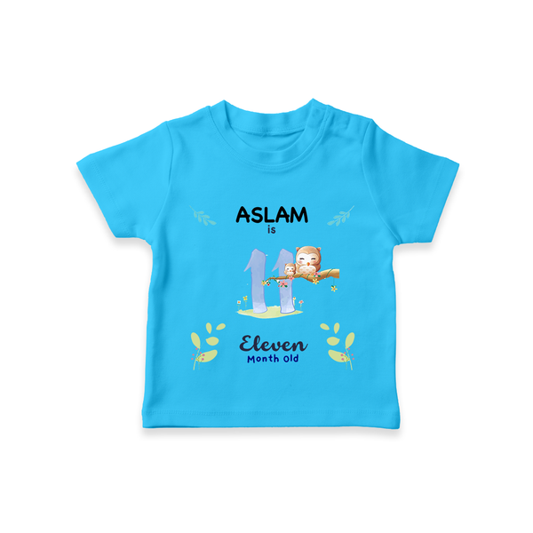 11 Month Milestone Baby T-Shirt Outfit | Personalized T-Shirt | Perfect for Photoshoots - SKY BLUE - 0-5 Months Old (Chest 17")