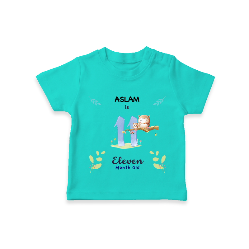 Make The Eleventh Month Unforgettable With Our Exclusive Customized T-Shirt For Babies - TEAL - 0-5 Months Old (Chest 17")