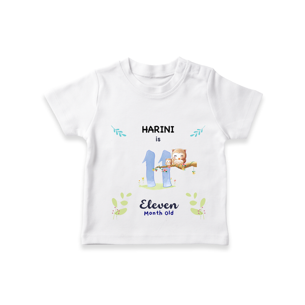 "Celebrate your kids 11th month"  - Personalized TShirt  - WHITE - 0 - 5 Months Old (Chest 17")